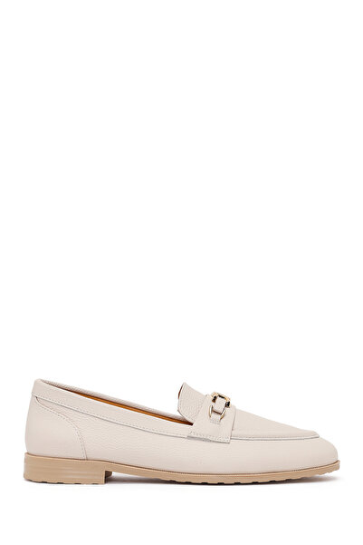 Derimod Women's Cream Buckle Masculine Leather Loafer 26Pfd2300Ft