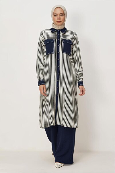 Alvina Striped Linen Suit 46364