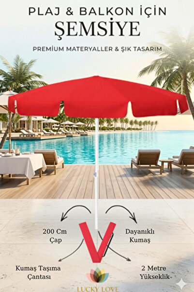 Lucky Love Plaj Bahçe Balkon İçin Bükülebilen Şemsiyesi İnce Branda Kumaş - 2...