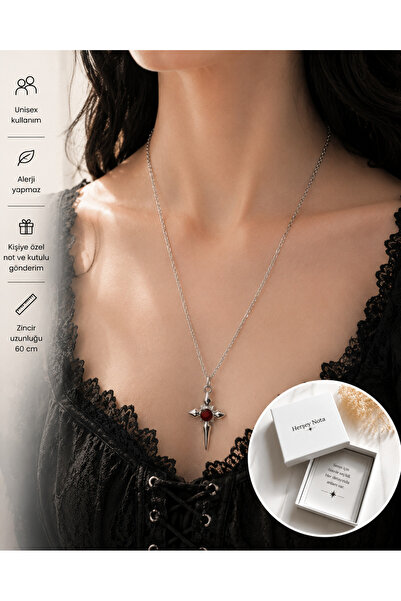 HER ŞEY NOTA www.herseynota.com Red Stone Detailed Alternative Style Necklace...