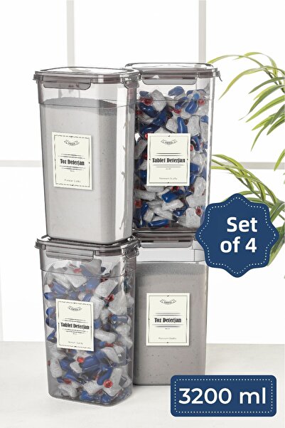Mira Home Set recipient dreptunghiular pentru detergent de 3,2 litri - cu 4 e...
