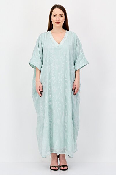 Rufaya Women Metallic Kaftan Maxi Dress, Pastel Green