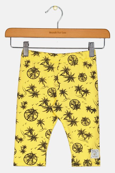 Hey Popinjay Toddlers Girl Palm Print 3/4 Leggings, Multicolor