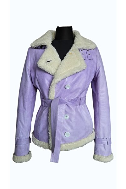 asus deri Women's Lilac Genuine Lambskin Plush Jacket-Z15