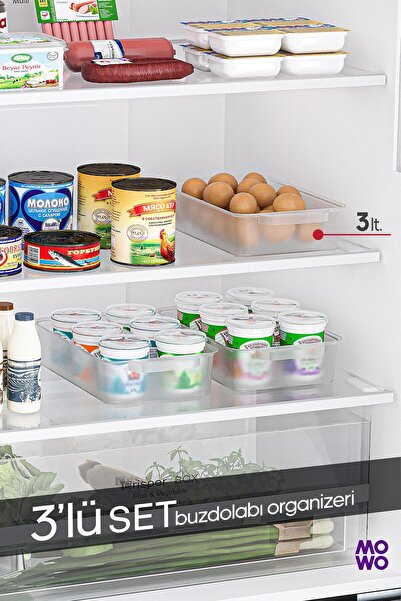 Mowo Home 3 Pieces 3 Lt. Refrigerator Organizer, Kitchen Organizer, Bathroom ...
