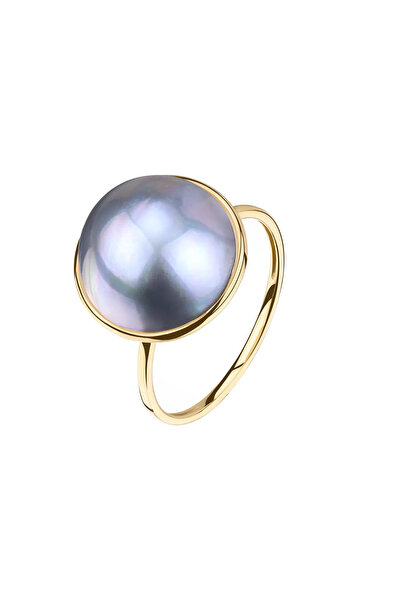 Lisa&Co. Grey Pearl Dome Gold Ring