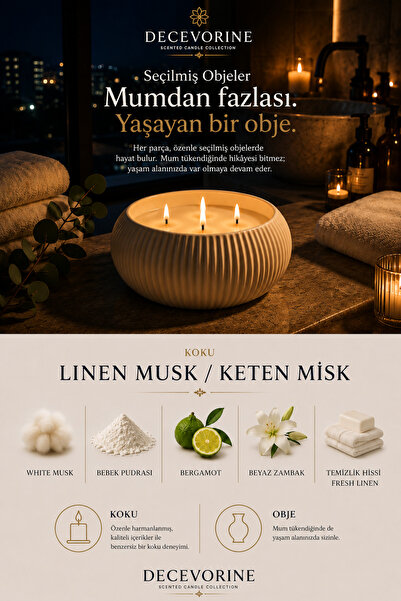 Decevorine Mumdan Fazlası Yaşayan Obje Misk Zambak Bergamot Kokulu Mum 240 Gr