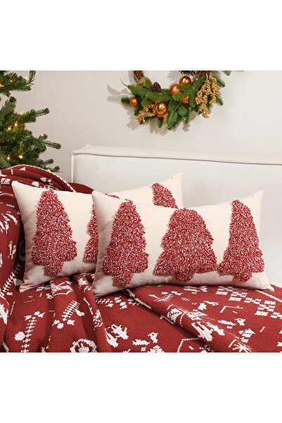 LEWONDR Christmas Throw Pillow Covers, 2 Pack Christmas Tree Embroidery Decor...