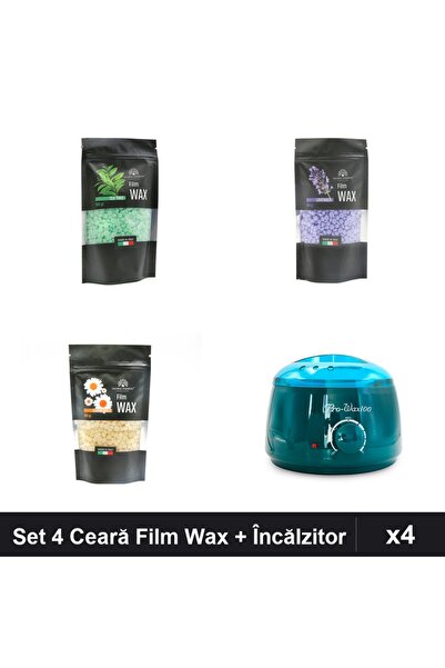 global fashion Set 4 Ceară Epilare Film Wax 100g Tea Tree Lavandă Mușețel + Î...