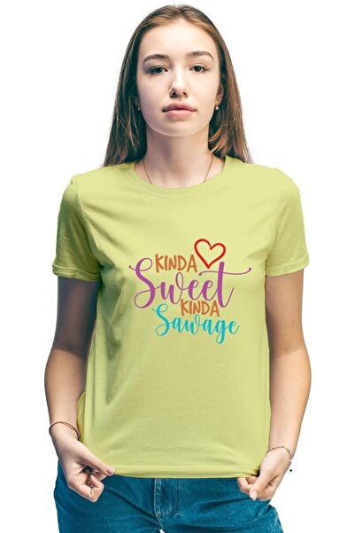 not Women's Printed Design T-Shirt (Kinda Sweet Kinda Savage)| Round Neck Regular Fit T-shirt