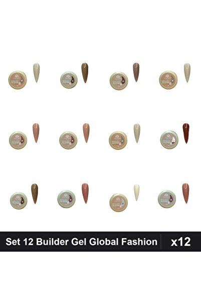 global fashion Set 12 Mocha Rose Builder Gel 15g - Nr.01 Nr.02 Nr.03 Nr.04 Nr...