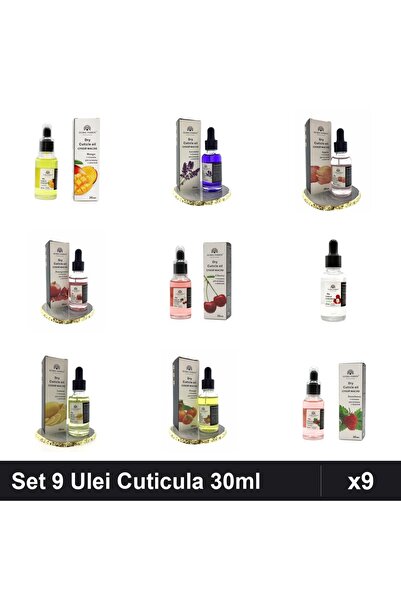 global fashion Set 9 Ulei Cuticula Pipetă 30ml - Mango, Lavandă, Măr, Rodie, ...