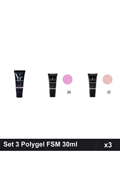 FSM Set 3 Polygel 30ml - Nr.22, Nr.26, Nr.12 - Construcție Unghii