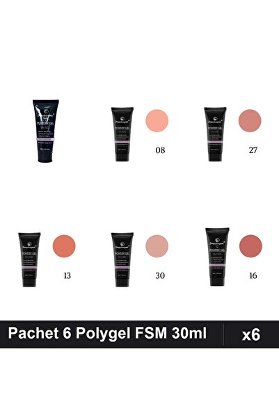 FSM Set 6 Polygel 30ml - Nr.22, Nr.08, Nr.27, Nr.13, Nr.30, Nr.16