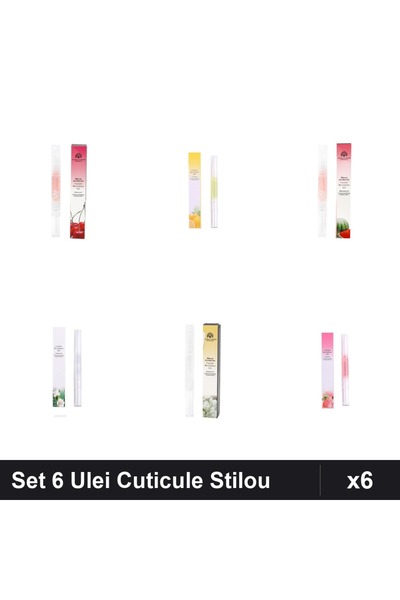 global fashion Set 6 Ulei Cuticule Tip Stilou - Cireșe, Lemon, Pepene, Lily, ...