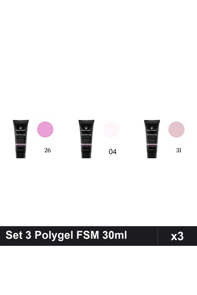 FSM Set 3 Polygel 30ml - Nr.26, Nr.04, Nr.31 - Constructie Unghii