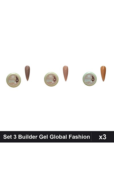 global fashion Set 3 Mocha Rose Builder Gel 15g - Nr.03 Nr.04 Nr.05