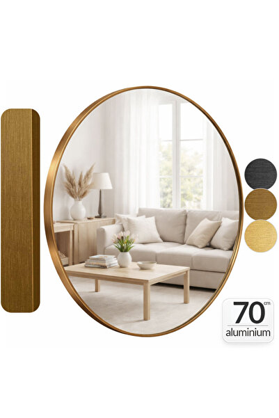 Callena Round mirror 70cm, with Bronze frame, wall mirror, decorative, for ha...
