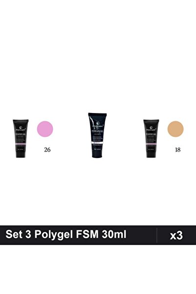 FSM Set 3 Polygel 30ml - Nr.26, Nr.17, Nr.18 - Constructie Unghii