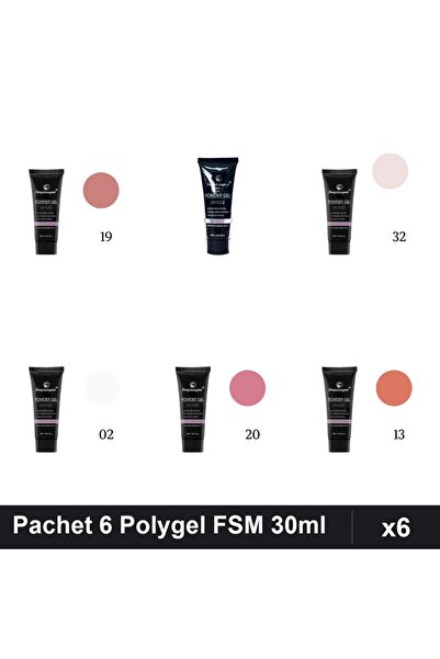 FSM Set 6 Polygel 30ml - Nr.02, Nr.13, Nr.14, Nr.19, Nr.20, Nr.32