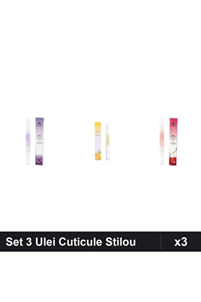 global fashion Set 3 Ulei Cuticule Stilou - Lavanda, Lemon, Cireșe -