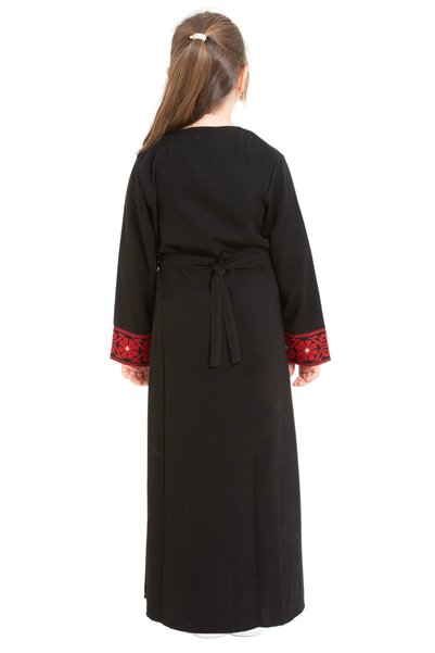 Zaytoon Costume Palestinian Traditional Girls Dress Red with Tatreez Embroidery
