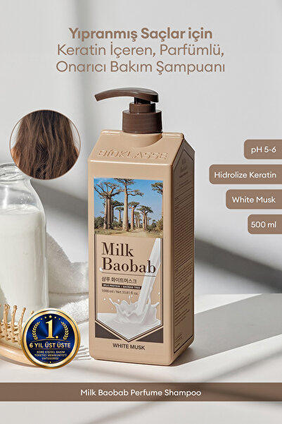 Milk Baobab Perfume Shampoo (White Musk) - Perfumed Keratin Shampoo for Repai...