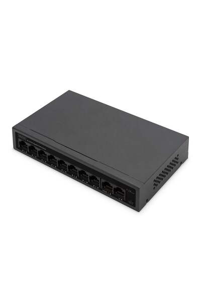 Digitus Switch 8+2 porturi 10/100 30W GE PoE Negru, neadministrat