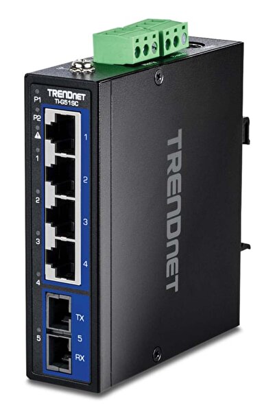 TRENDnet 5-Port Hardened Industrial Gigabit DIN-Rail Switch