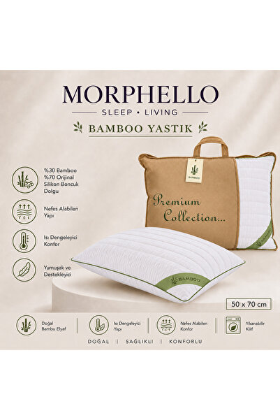 MORPHELLO Bamboo Yastık 50x70 cm – Doğal Bambu Elyaflı Silikon Boncuk Dolgulu...