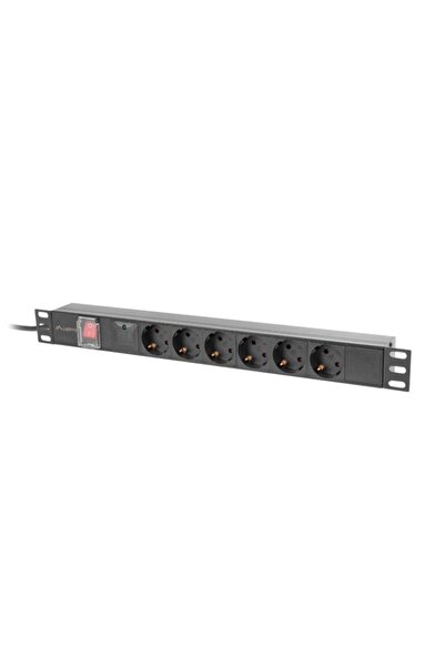Lanberg Bandă de alimentare PDU pentru rack 19 " 1U 16A 6x 230V SCHUKO 2M Negru