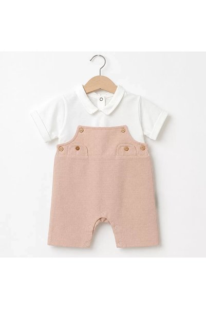 miyrem 3/18 Month Melange Button Detail Baby Romper