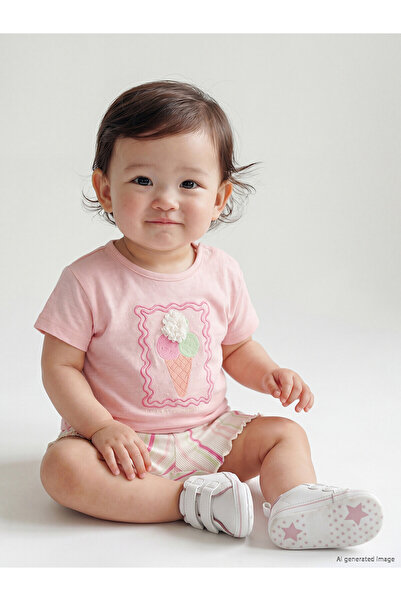 LC Waikiki Trendlucky Printed Baby Girl Shorts Set with Difference in Color