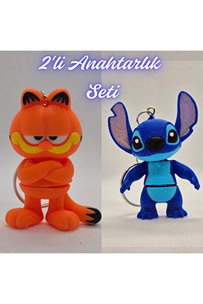3DAtölyeMaker Blue Garfield and Blue Flexible Stitch Keychain