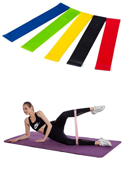 zeixpow 5'li Egzersiz Direnç Bant Seti Pilates Crossfit Ekipmanları