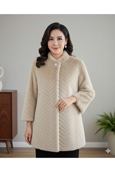 DAY BY DAY Women's Winter Fur Lined Jacket with Embossed Design Pockets High ...