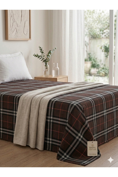 Vivesta Home 100% Cotton Single Bedspread 170X240 cm |   Classic Plaid Pattern Stylish and Soft