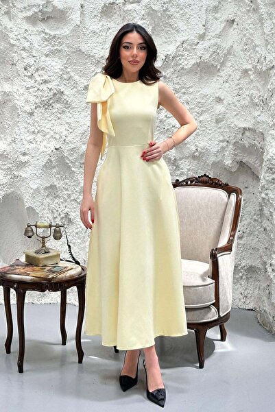 Maxi modena Yellow Shoulder Bow Dress