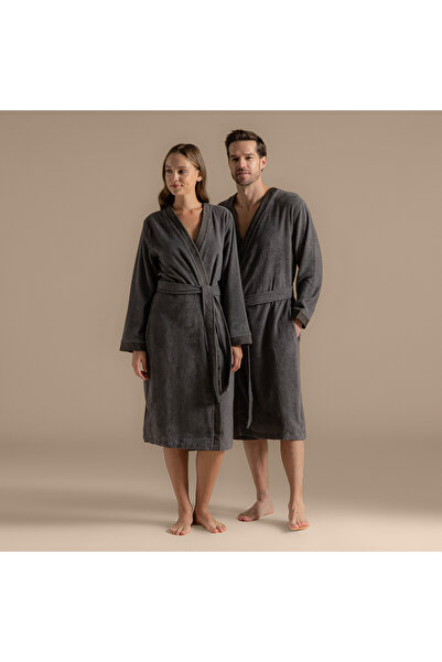 Chakra Floss Bamboo Unisex Bathrobe Anthracite Grey
