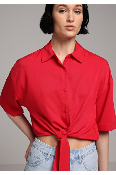 Colin's Fashion Fit Shirt Neck Plain Women's Red Short Sleeve Shirt