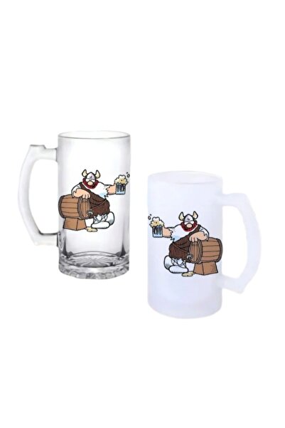Ghostbastır Vikings Beer Glass with Handle, Frosted or Transparent Options 0245