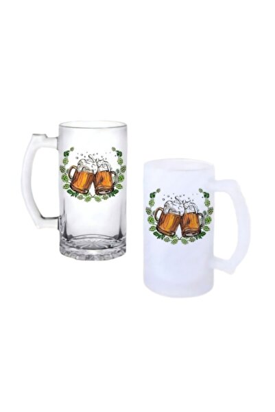 Ghostbastır Cheers Beer Glass with Handle, Available in Frosted or Clear 0222