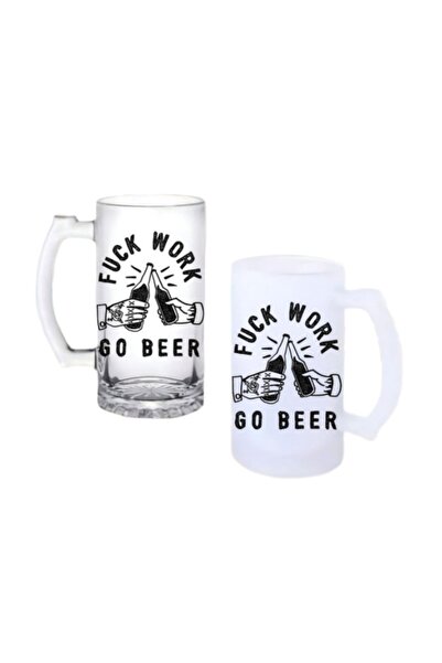 Ghostbastır İşi Boşver Beer Glass with Handle, Available in Frosted or Transp...