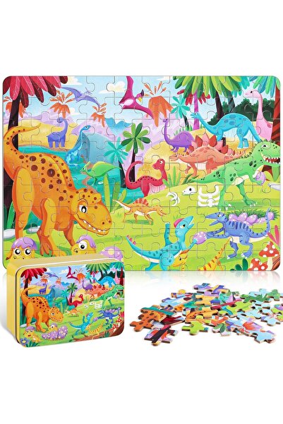 Arabest 100-Piece Dinosaur Family Puzzle,Animal Enlightening Game,Creative Gi...