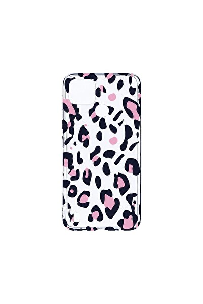 bestcase Διαφανής Θήκη Σιλικόνης 2MM, Συμβατή με Realme C25Y, Ροζ Σχέδιο Λεοπ...
