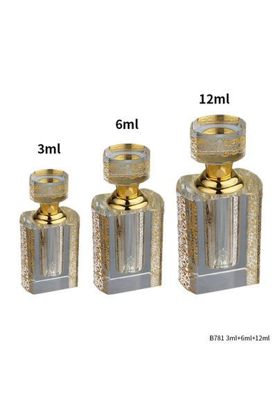 NUJET 3 قطع زجاجات كريستال للعطور والزيوت العطرية 3 مل + 6 مل + 12 مل B781