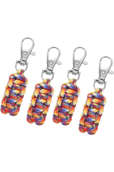 QUARKZMAN Pack of 4 Paracord Zip Pull Handles, 3.1 Inch Lanyard Keyring, Mult...
