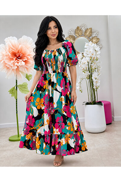 OEM Rochie maxi, elastica, bust smock maxim 130 cm, potrivita S-XXL, imprimeu...