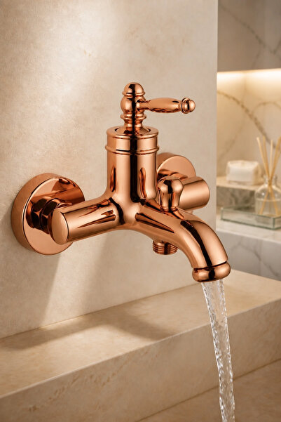 İSAOĞLU YAPI Rose Copper Rustic Bathroom Faucet Retro Shower Fixture Brass St...