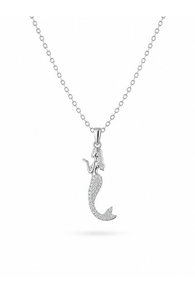 serelya 316L Steel Chain Silver Color Zircon Stone Mermaid Model Women's Neck...